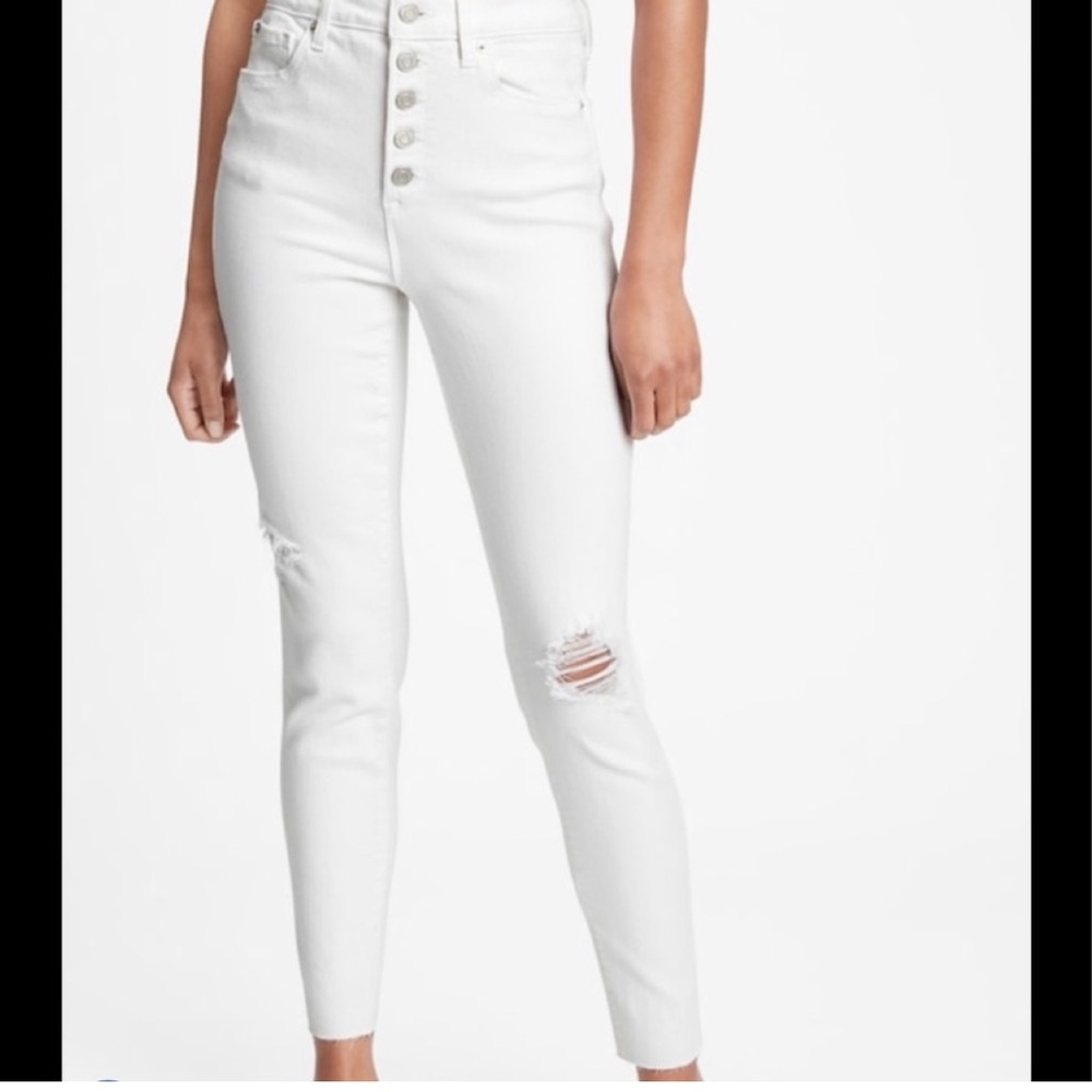 GAP High Rise Destructed WHITE Universal Legging Jeans size 6/28